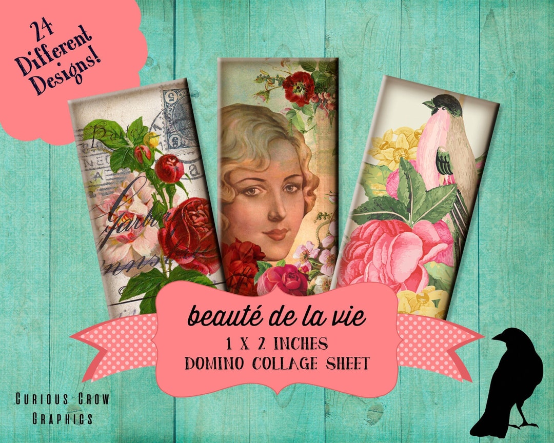 Vintage French Variety 1 X 2 Inch Domino Digital Collage Sheet - Beauté ...