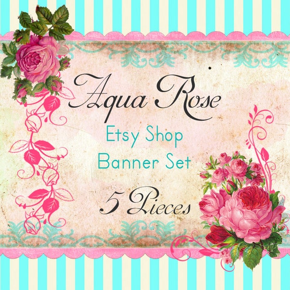 Etsy Shop Banner Set w/ New Size Cover Photo Vintage Pink Etsy