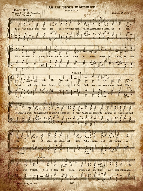 Download Grungy Aged Vintage Christmas Carol Music Digital Sheet Etsy