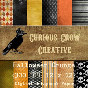 Halloween Grunge 12 x 12 Digital  Paper Pack - Scrapbooking and Crafts - Digital File - DIY Printable