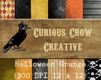 Halloween Grunge 12 x 12 Digital  Paper Pack - Scrapbooking and Crafts - Digital File - DIY Printable