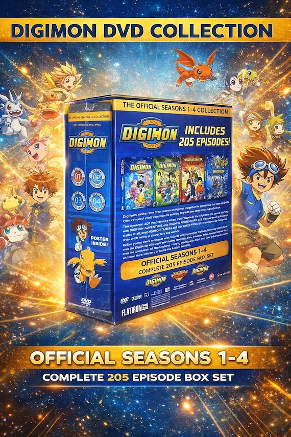 Digimon DVD Complete Series Seasons 1–4 | 205 Episodes | 32 Disc