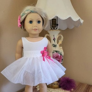 White Leotard with Tulle Tutu; 18” Doll Clothes; 2 pc set; Girl; Child Gift; American; USA Made