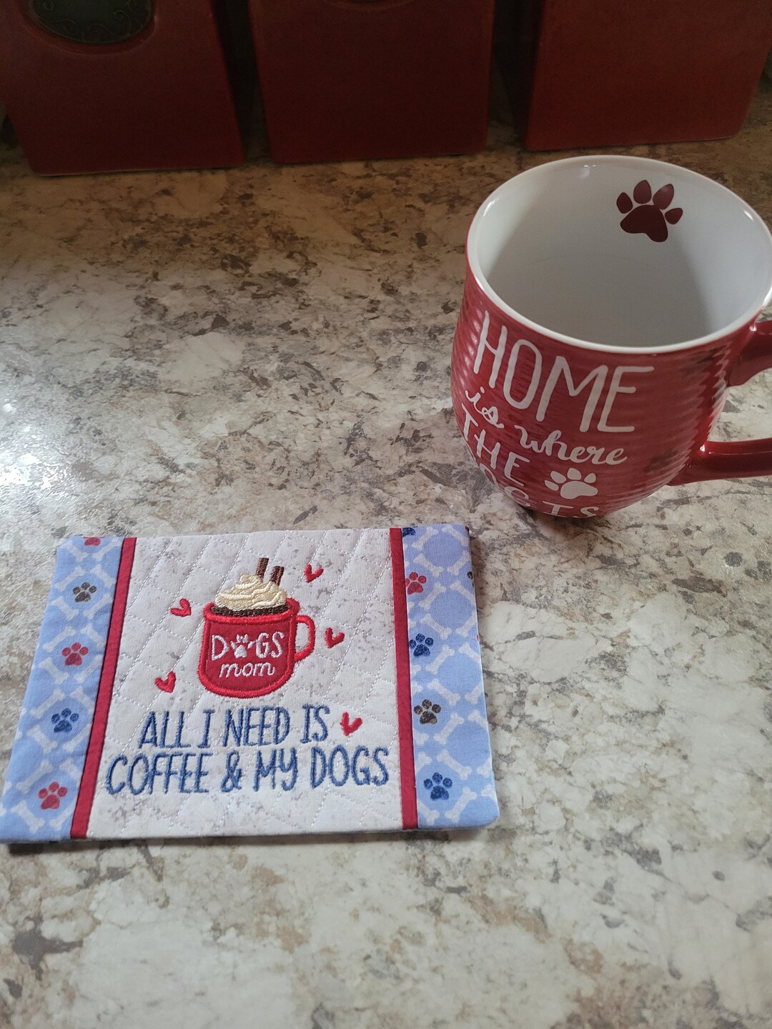Mug Rug Large All I Need is Coffee and My Dogs Embroidered Mug Rug - Etsy