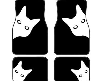 Cat Doodle Car Mats Set of 4|Cute Cat Design|Cat Lover Gift