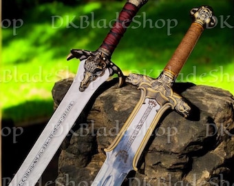 Conan Barbarian Sword Life-Size Replica - Hand-Forged Conan Barbarian Atlantean Sword - Conan father's Destroyer Sword - Comes with Sheaths