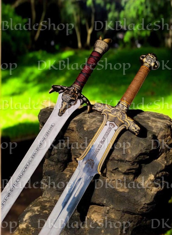 Conan Barbarian Sword Life-Size Replica - Hand-Forged Conan Barbarian Atlantean Sword - Conan father's Destroyer Sword - Comes with Sheaths