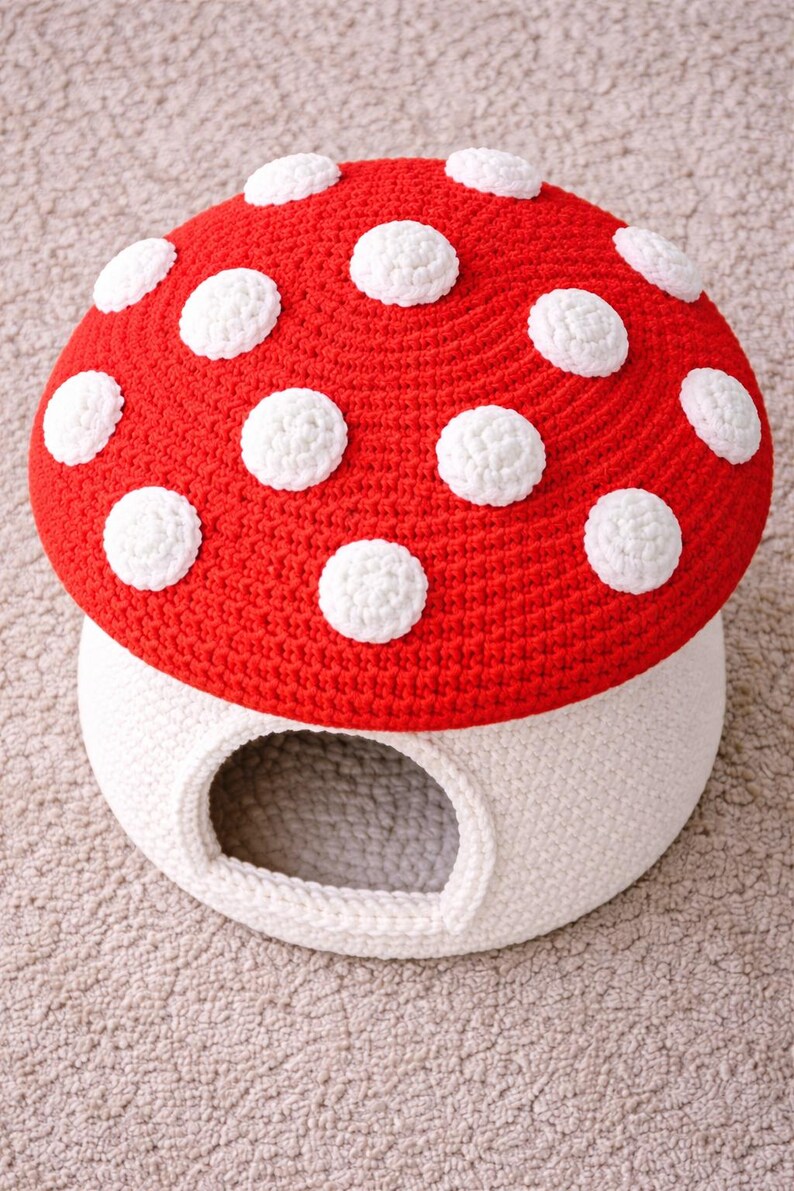 Crochet Mushroom House for Pets Pattern PDF Cat Cave Crochet Pattern ...