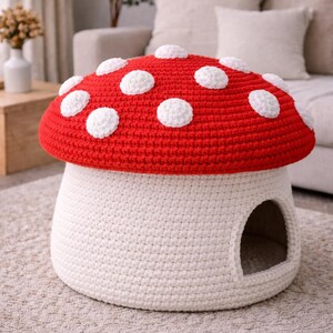 Crochet Mushroom House for Pets Pattern PDF Cat Cave Crochet Pattern ...
