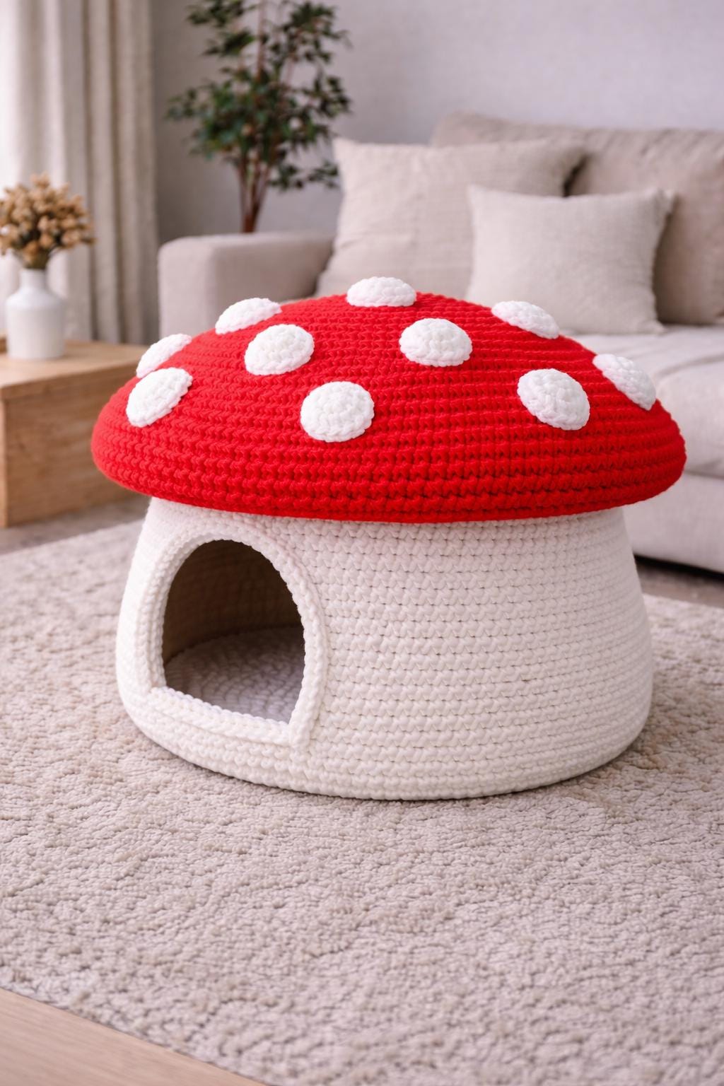 Crochet Mushroom House for Pets Pattern PDF Cat Cave Crochet Pattern ...
