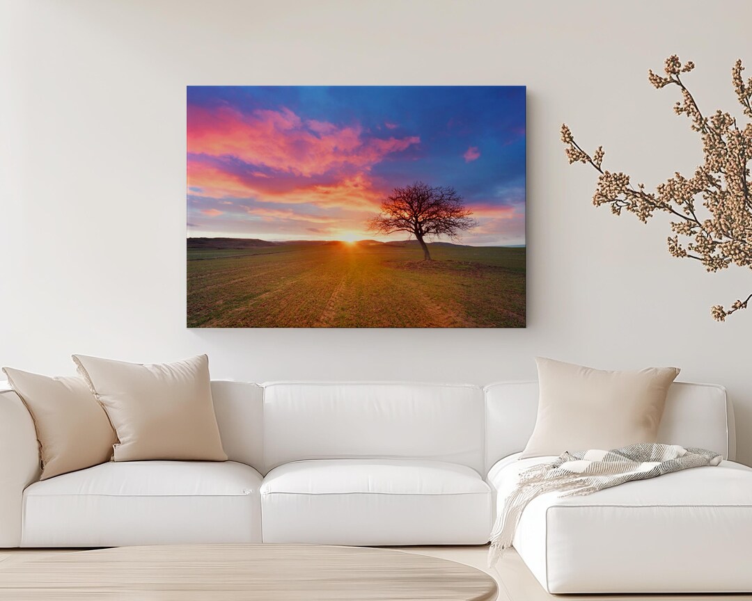 Lonely Tree Sunset CANVAS Print | Minimalist Landscape Wall Art ...