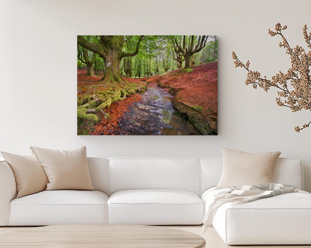 Enchanted Forest Canvas Wall Art | Misty Woodland Landscape Print ...