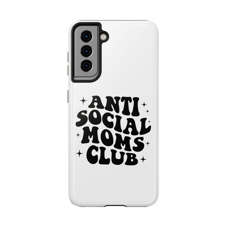 Funny Mom iPhone 16 Pro Case, Anti Social Moms Club, Mothers Day Gift, Groovy Typography Phone Cover, Cool Mom Club Tech Accessory, White image 8
