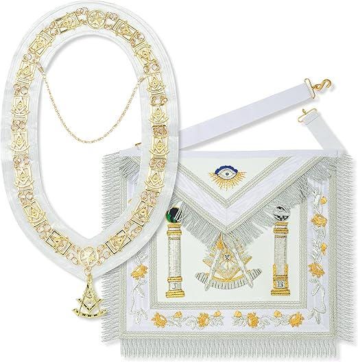 Großloge-Meister Mit Blauer Samt-Freimaurer-Schürze - [Blau & Gold