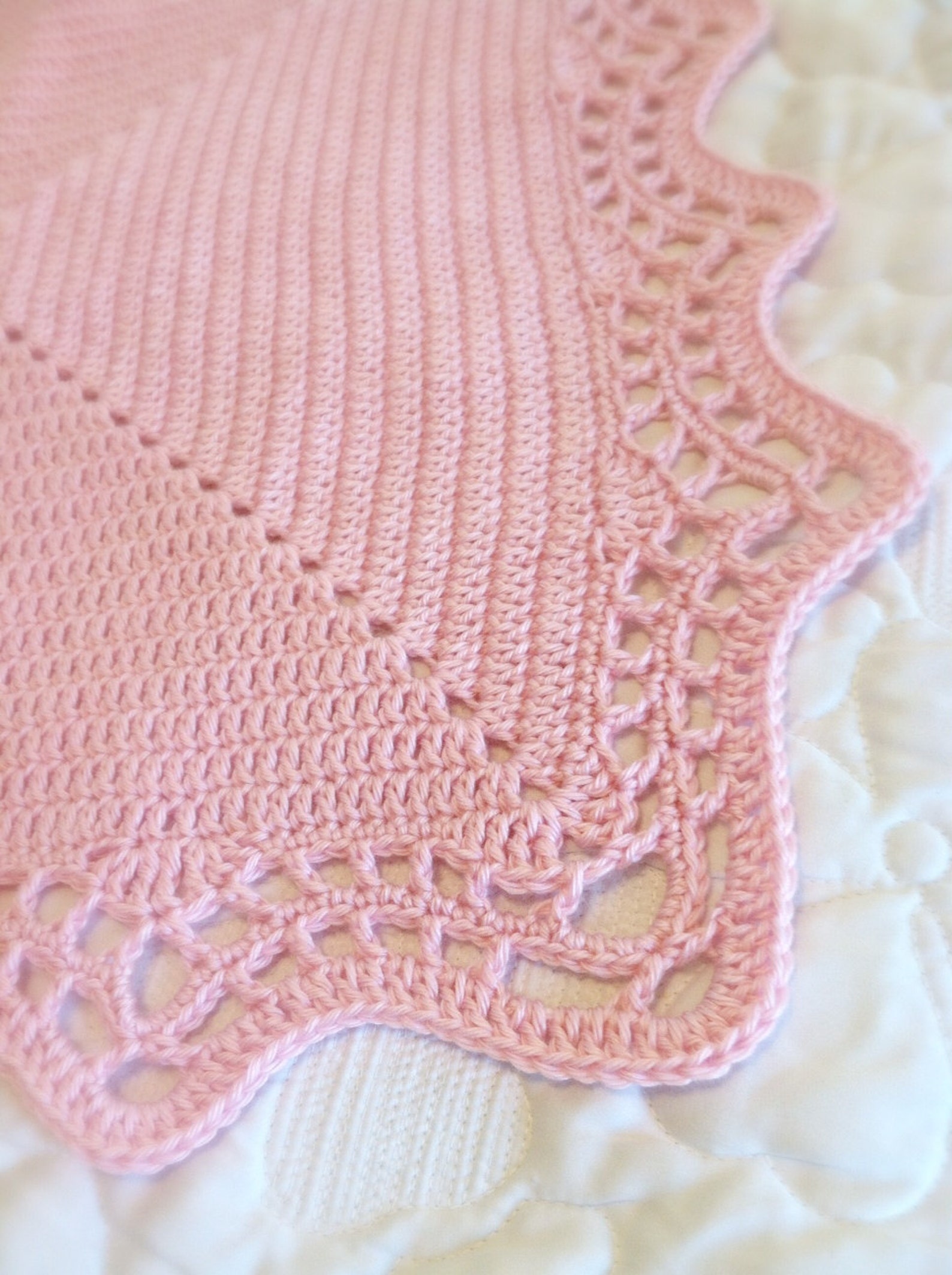 Crochet Baby Blanket Pattern With Scalloped Edge Etsy