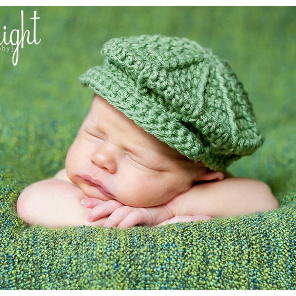 Crochet Baby Newsboy Hat Pattern for Newborn to Toddler