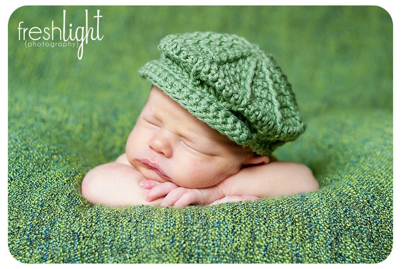 Crochet Baby Newsboy Hat Pattern for Newborn to Toddler image 1