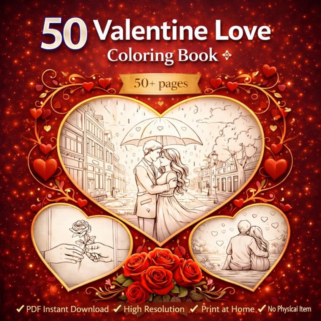 Valentine Love Moments Coloring Book Printable Romantic Designs PDF - Etsy