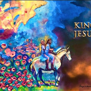 Jesus Beloved Horse Riders God&#39;s Love Printed Silk Art Worship Dance Flag Worship Prayer Banner Flexible Rod 36x50&quot;