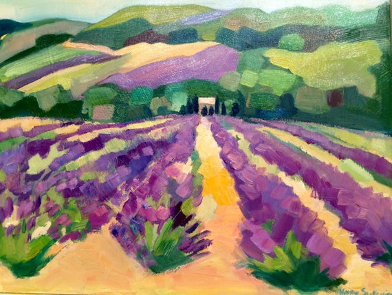 France Provence Lavender Fields Banon Lavande Plein Air Oil Etsy