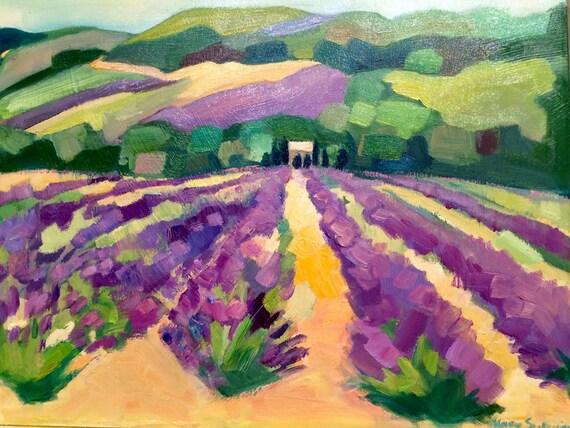 France Provence Lavender Fields Banon Lavande Plein Air Oil Etsy