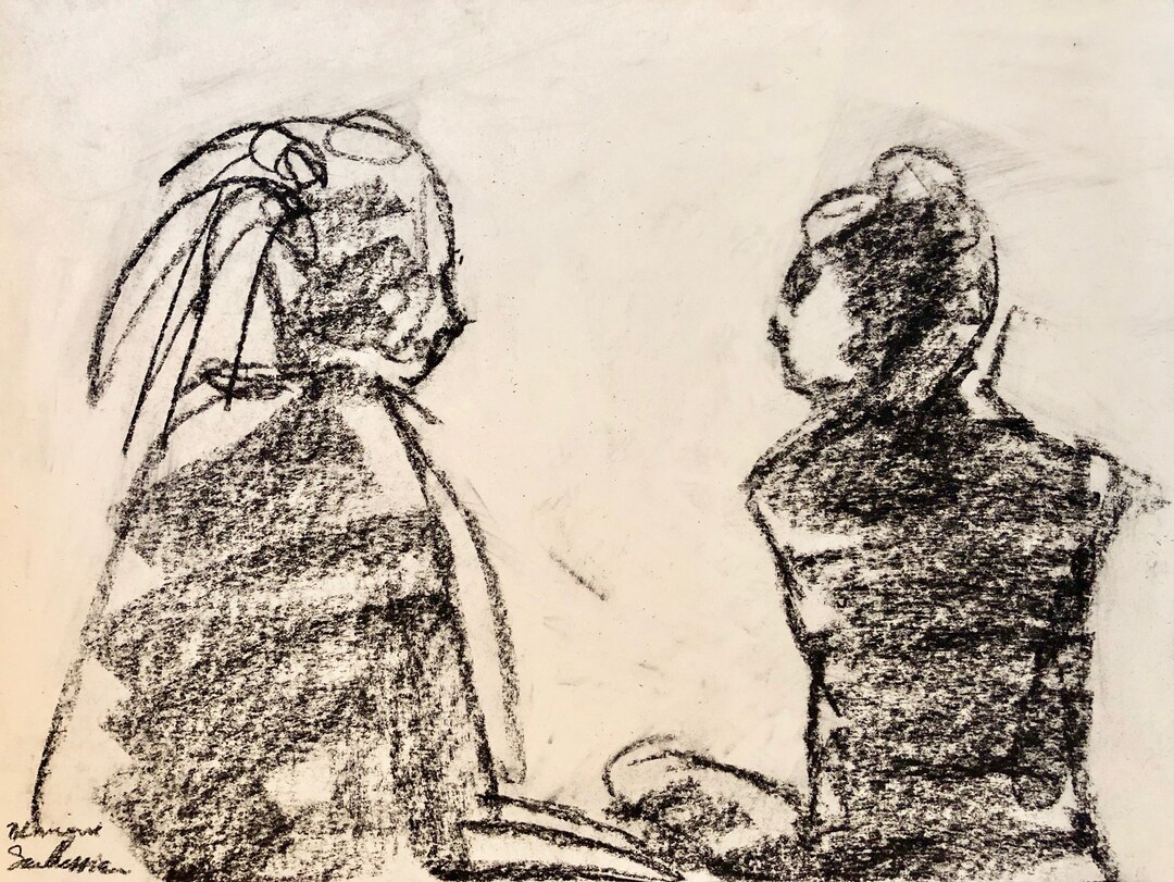 Charcoal and Encaustic Wax Drawing Etsy