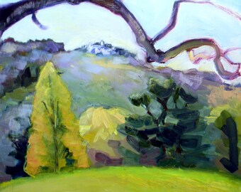 ORIGINAL OIL PAINTING | Plein Air | Landscape | Trees | Morning Fog | Van Gogh | Monet | Wall Art | Wood Panel | Valley View | Artwork