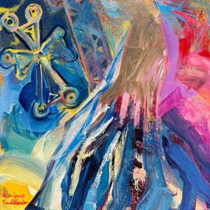 ARMENIAN CROSS RIVER Oil painting  Armenian Cross Landscape| Wall Art | God&#39;s Love Armenia