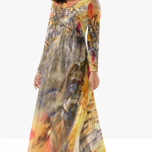 Fire Angel Printed XL Dress Yellow Orange Encaustic Wax Angel Print