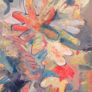 Abstracted Still Life Oil Painting &quot;Antithesis of Myth 12&quot; angels acrobats Arshile Gorky Kandinsky Influenced Abstract Expressionist Impress