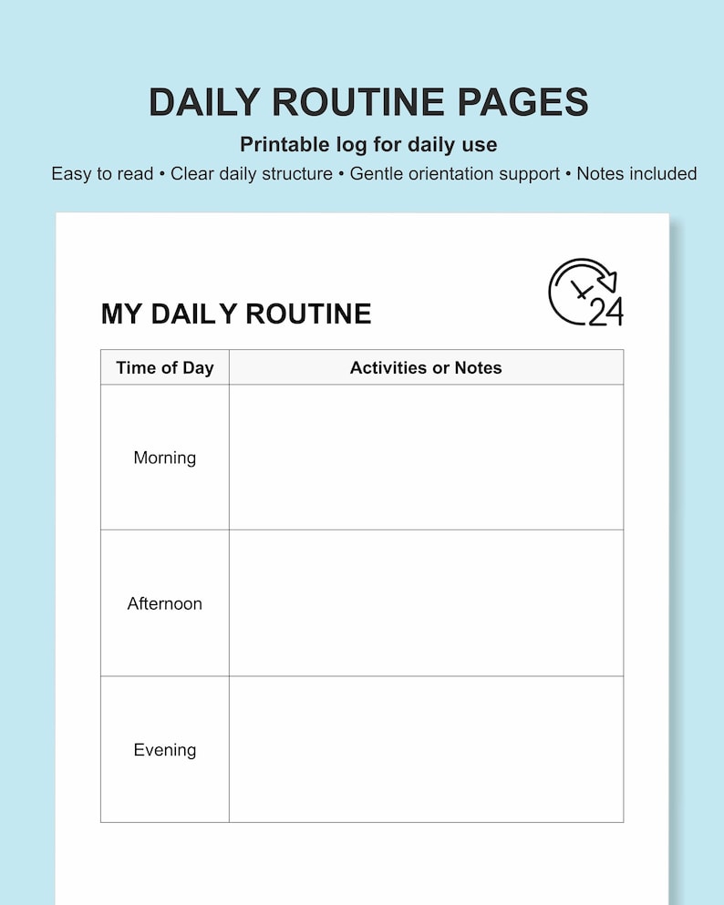 Daily Routine & Orientation Pages for Dementia and Memory Support ...
