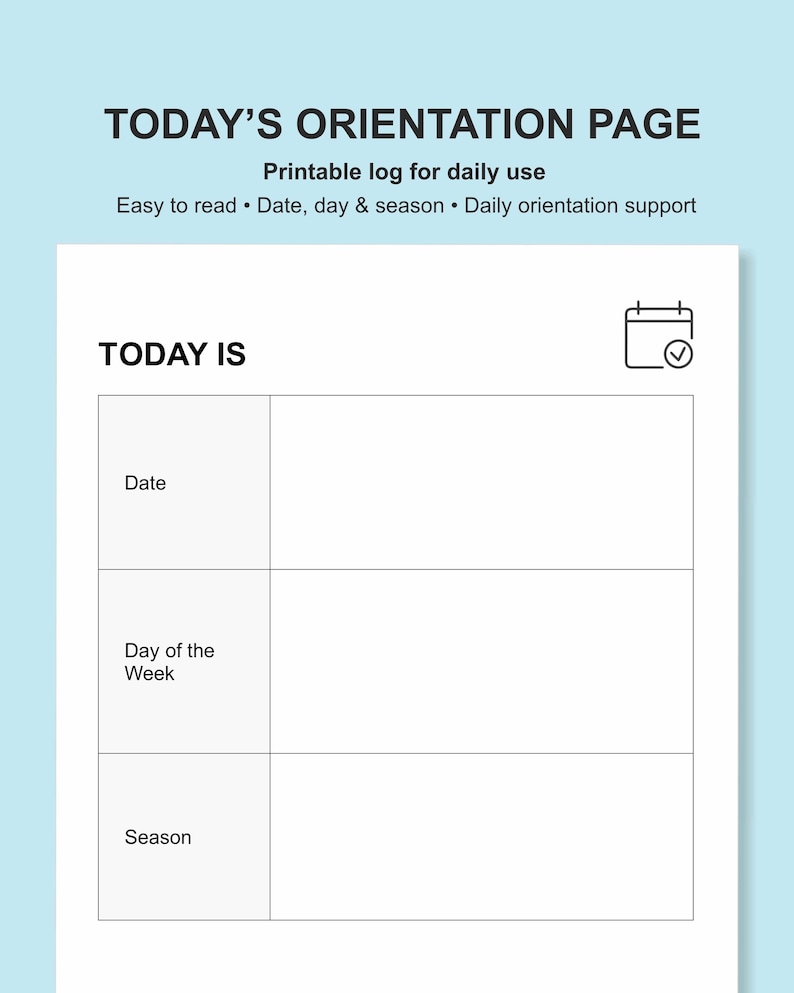 Daily Routine & Orientation Pages for Dementia and Memory Support ...