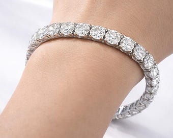 Pulsera de tenis con diamantes naturales redondos de 8,00 quilates en oro blanco de 14 quilates, 7 pulgadas (sin necesidad de importación).