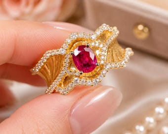Anillo ovalado de rubí natural de 3,00 quilates en oro amarillo de 14 quilates, regalo de aniversario o promesa, importado gratis.