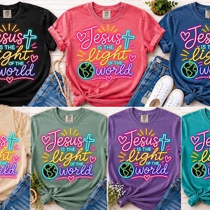 Jesus Light of World Neon Christian T-Shirt Design (Digital Download)