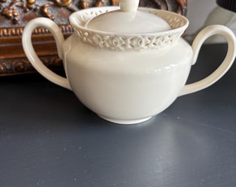 I. Godinger Cream Lace Covered Sugar Bowl