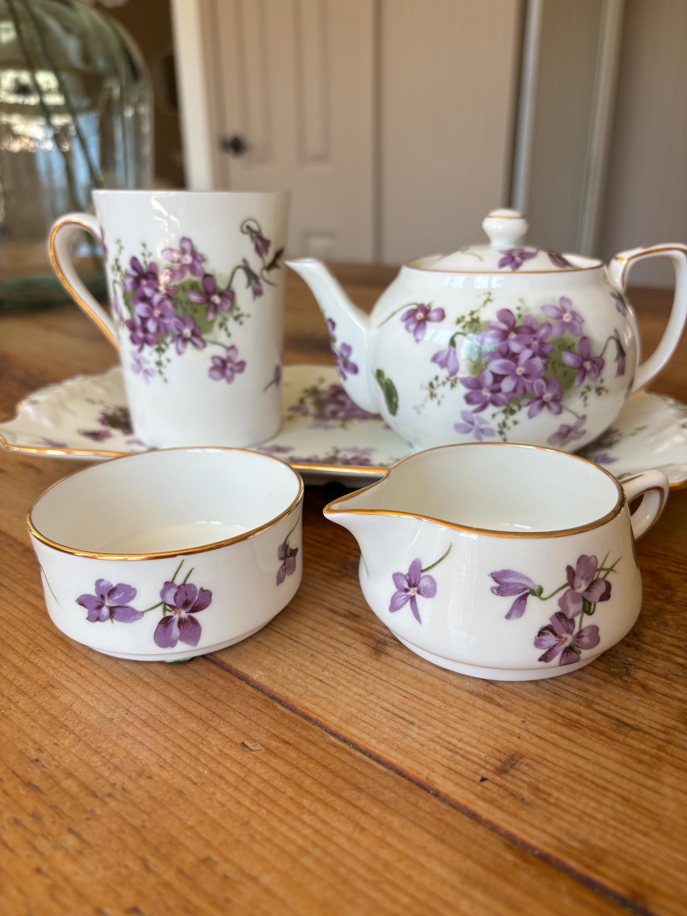 Victorian Violets キャンドルスタンド陶磁器製 Hammersley Victorian