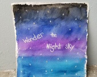 Wonder the Night Sky watercolor original painting