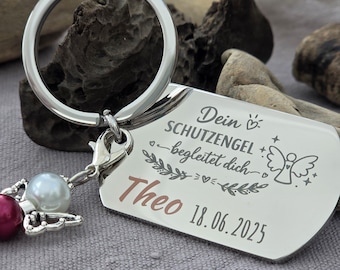 Colgante de ángel de la guarda personalizado, de acero inoxidable, con caja de regalo. Un detalle entrañable para un bautizo, comunión, confirmación o nacimiento.