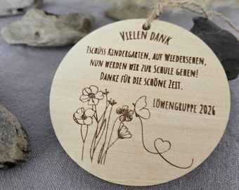 3 etiquetas de madera personalizadas para la despedida del jardín de infancia | Agradecimiento a la maestra | Regalo de graduación preescolar | Juego de 3 con grabado