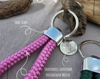 Llavero de vuelta al cole para niños hecho de cuerda de vela – regalo personalizado – llavero de jardín de infancia – regalo para niños y niñas que empiezan el colegio