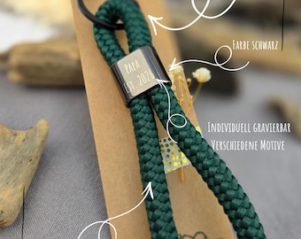 Llavero de cuerda de vela – se puede personalizar con grabado – regalo para hombres y mujeres o graduación como llave de casa o del coche