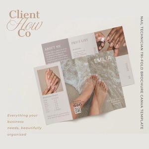 Nail Technician Tri Fold Brochure Canva Template | Nail Tech Price List, Salon Services Menu, Beauty Brochure A4 & US Letter