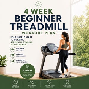 Plan de entrenamiento en cinta de correr para principiantes de 4 semanas / Programa de caminar y correr / Guía de fitness en casa / Plan cardiovascular para bajar de peso / Descarga digital en PDF