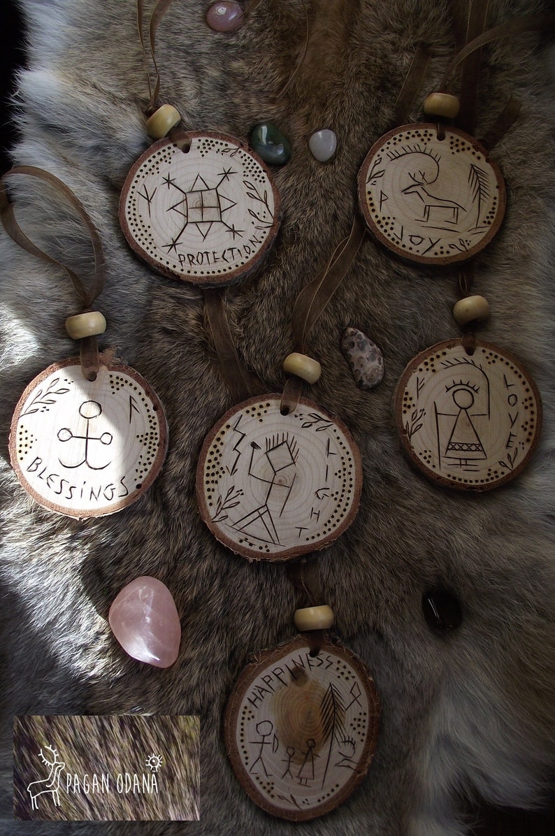 Yule Sami symbol set ornament in Cedar wood Reindeer Etsy