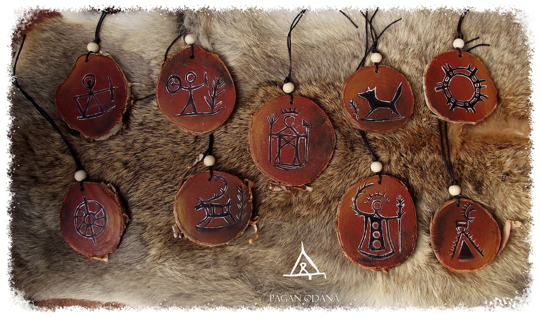 Yule Sami Symbol Set Ornament in Birch Wood Reindeer Etsy