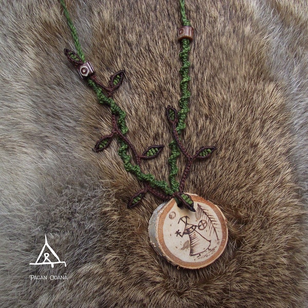 Sami Shaman necklace -Noita Rumpuineen-Female shaman with a drum, Sami,pagan, lapland , natural jewelry, norse magic,, norse shamanism