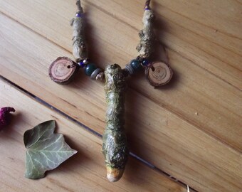 Oak Dryad Necklace -  Oak wood, pagan, natural jewelry,ethnic, woodland magic, recycled, eco-friendly gift, handmade unique