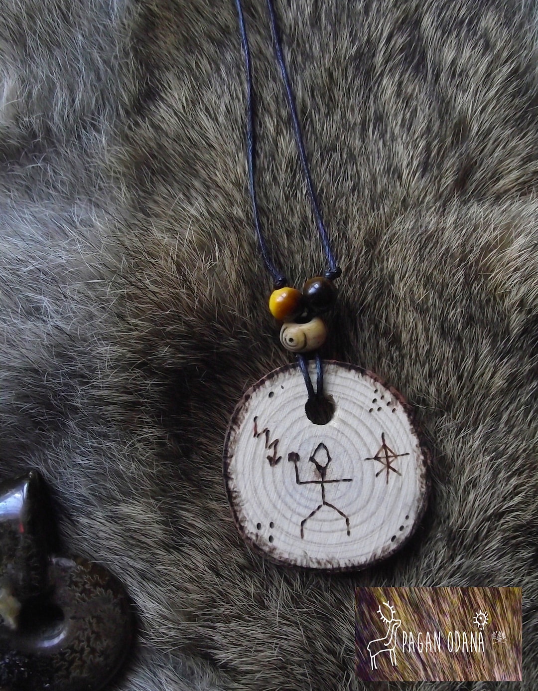 Norse God Thor Necklace,pagan, Runic Jewelry, Viking , Runes , Natural ...