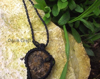 Rare dark green Ammonite macrame necklace - Goddess Blessings necklace -